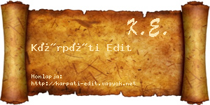 Kárpáti Edit névjegykártya